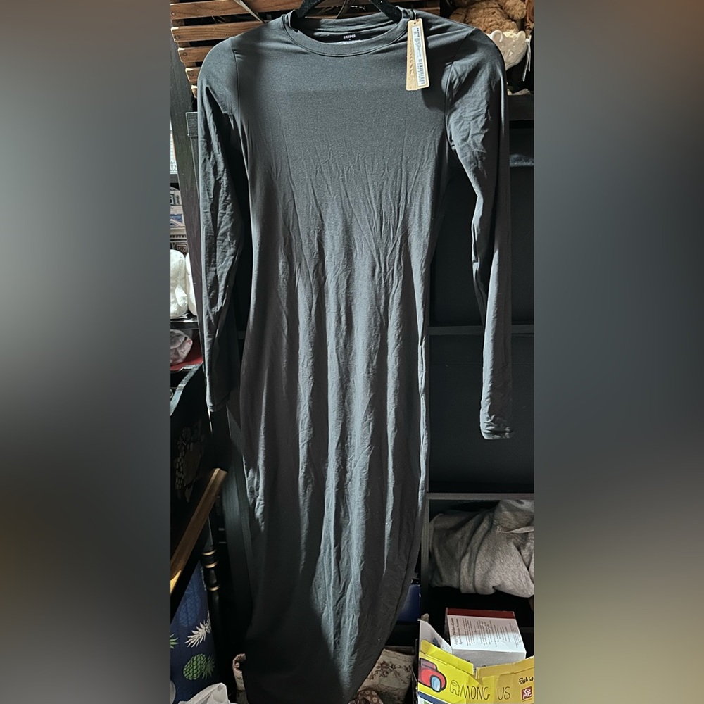 SKIMS Charcoal Long Sleeve Dress